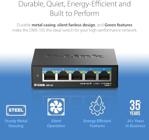 D-Link 2.5G gaming switch LED indicators illuminated for link status verification