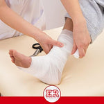 Porous and breathable elastic fabric conforming bandage unrolled showing texture