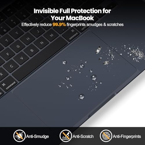 Close up view of bubble free trackpad protector skin application