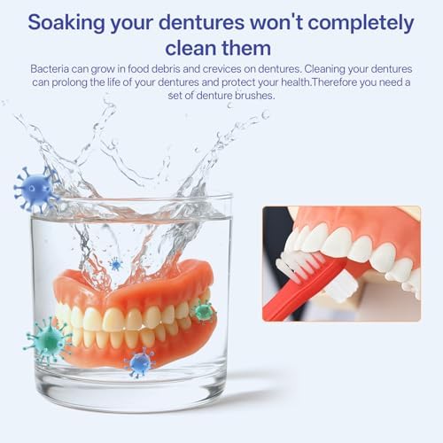 Large multi-tufted surface cleaning head on the Josojoou denture hygiene brush.