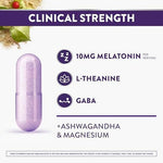 Side label of ZzzQuil 10mg melatonin sleep support showing clinical strength supplement facts.