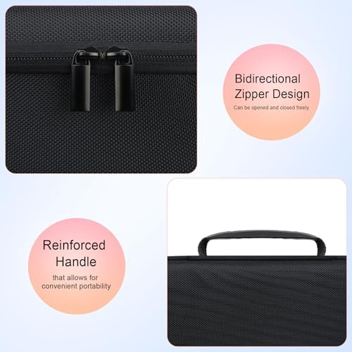 Silicone handle and premium double zipper design on the black speaker travel case