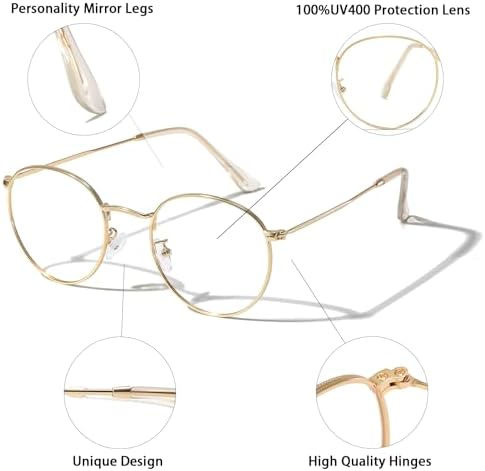 Side profile of Aisswzber lightweight retro metal round glasses