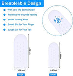 Tondiamo white gel finger caps showing small and large size dimensions for personalized fit