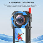 ULYVU protective silicone lens cap cover fitted over the dual lenses for travel storage