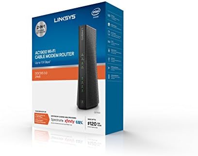 Linksys AC1900 home networking combo device showing top ventilation grilles for efficient cooling
