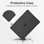 Mosiso shockproof laptop case in matte black with the matching silicone keyboard cover positioned over the keys.