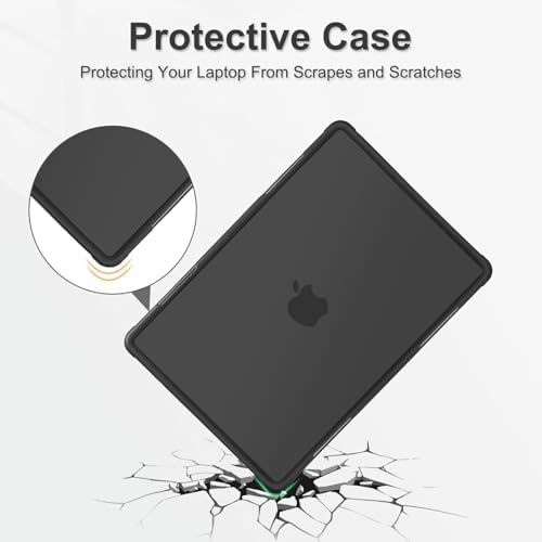 Mosiso shockproof laptop case in matte black with the matching silicone keyboard cover positioned over the keys.