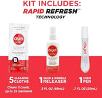 Dryel stain removal pen and wrinkle release spray for garment pre-treatment.