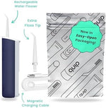 Quip water dental pick with magnetic 360 degree rotating replaceable tip highlighted.