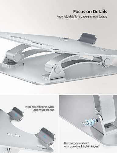 Nulaxy aluminum desktop riser with anti slip silicone pads holding a premium notebook.