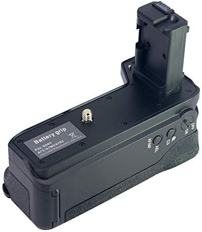 Mcoplus vertical battery attachment dual tray opened to show slots for two NP-FW50 lithium-ion battery packs
