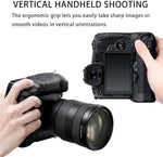 Happypopo digital camera grip close up focusing on the integrated USB-C charging port and PC flash synchronization terminal.