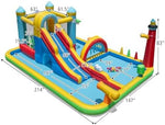 Detailed view of the long slide and climbing wall