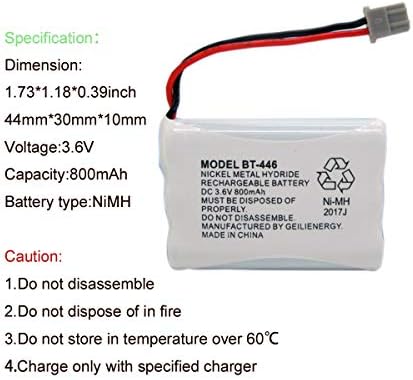 GEILIENERGY 3.6V 800mAh NiMH phone battery bundle showing all four included pieces side by side.
