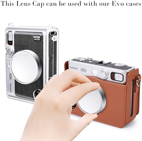 Rieibi lens protector being smoothly fitted onto a hybrid instant camera body.
