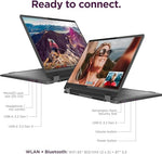 Rear angle view of the sleek silver chassis on the genuine USA imported Lenovo convertible laptop device.