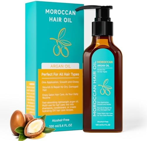 Outccogo Moroccan Argan Oil, Hair Oil for Frizzy Hair, Nourishing Smooths Moroccan Hair Oil for Frizz Control Curly Long Dry Damaged Curly Hair Treatment and Heat Protectant, 3.4 Fl Oz - Image 1