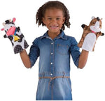 Child and adult using hand puppets for interactive storytelling.
