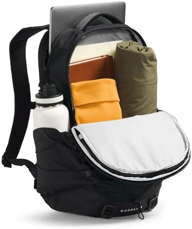 Ergonomic back panel of the authentic black travel daypack.