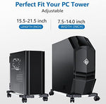 Under-desk desktop PC holder with locking caster wheels for floor protection