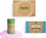 Lavender scented laundry booster beads and plant-based dryer sheets packaging.