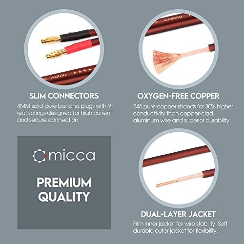 Side profile showing slim design of Micca 14 gauge speaker cables