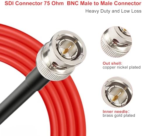 Close-up of the double-shielded high-speed SDI broadcast cable for interference-free signals.