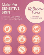 Close up of plant sourced fiber texture of Rainbow Pana flushable wipes.