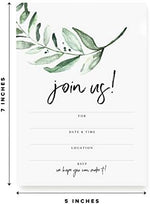 Bliss Collections join us invitation cards showing the modern rustic botanical leaf border design up close