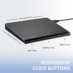 Slim external touchpad for laptop and desktop showing the side profile to illustrate the modern low-profile portable design.