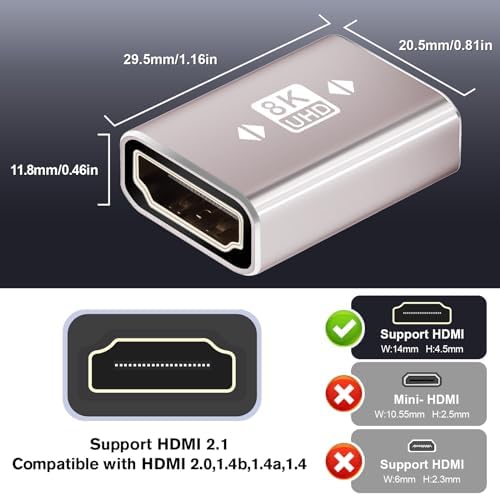Close up of 1Goal HDMI female to female adapter port