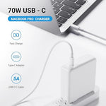 Apple MacBook Air power adapter angled view illustrating the compact travel-ready design.