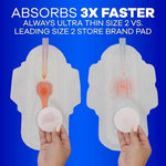 Always My Fit size 2 long super pads sizing chart illustration