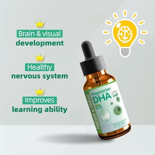 Back panel of Nature's Nutra Vegetarian DHA bottle showcasing supplement facts and 100 mg algal source info.