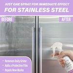 Applying Mctrhg ceramic spray to a stainless steel refrigerator door