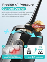COSLUS E40 black electric flosser with 10 pressure settings dial