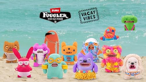 Zuru Fuggler Vacay Vibes collectible monster plush rear view showing rare button hole area