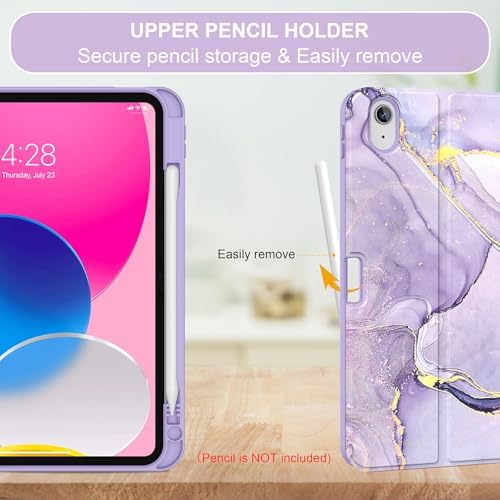 Soke marble design protective folio case showing built-in Apple Pencil holder slot