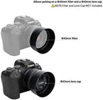 JJC lens hood showing bayonet mount attachment for Canon R-series