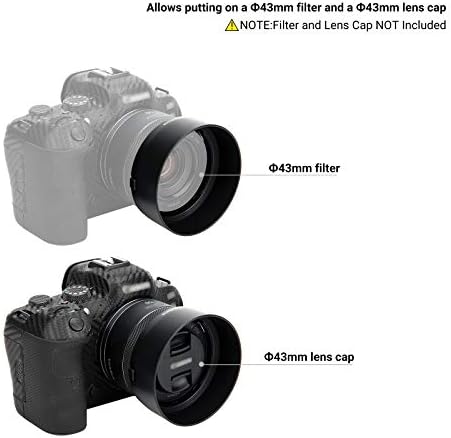 JJC lens hood showing bayonet mount attachment for Canon R-series