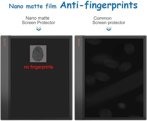 Closeup of matte PET film applied to Onyx Boox e-reader