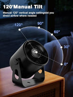 Biswitif personal cooling fan being hung on a bedroom wall using the provided adhesive mounting hook accessory.