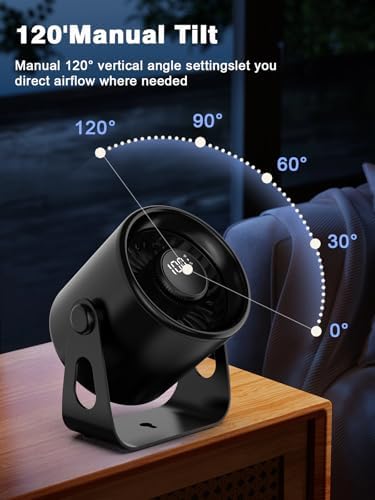 Biswitif personal cooling fan being hung on a bedroom wall using the provided adhesive mounting hook accessory.