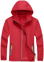 Generic mens packable rain jacket with hood and zipper