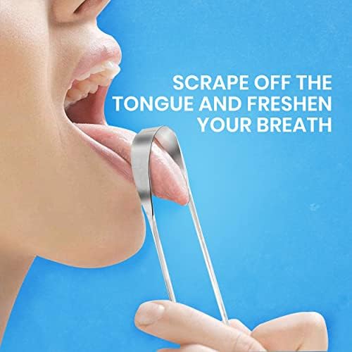 HOKIN surgical grade metal tongue brush for adults bad breath treatment