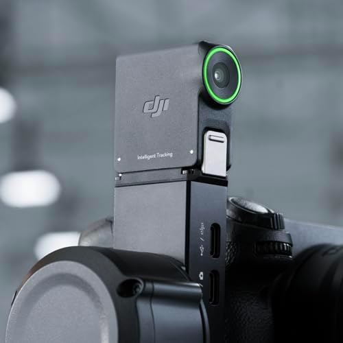 DJI RS premium tracking hardware profile shot emphasizing the sleek matte black finish.