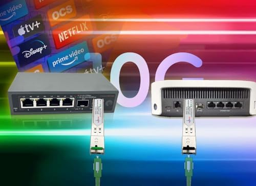 Top view of Elfcam 10G SFP+ BIDI module with technical labels