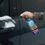 EZR fast acting snow melting liquid restoring clear visibility on a windshield