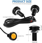 The four piece amber motorcycle indicator lights spread out with their positive and negative electrical wiring leads.